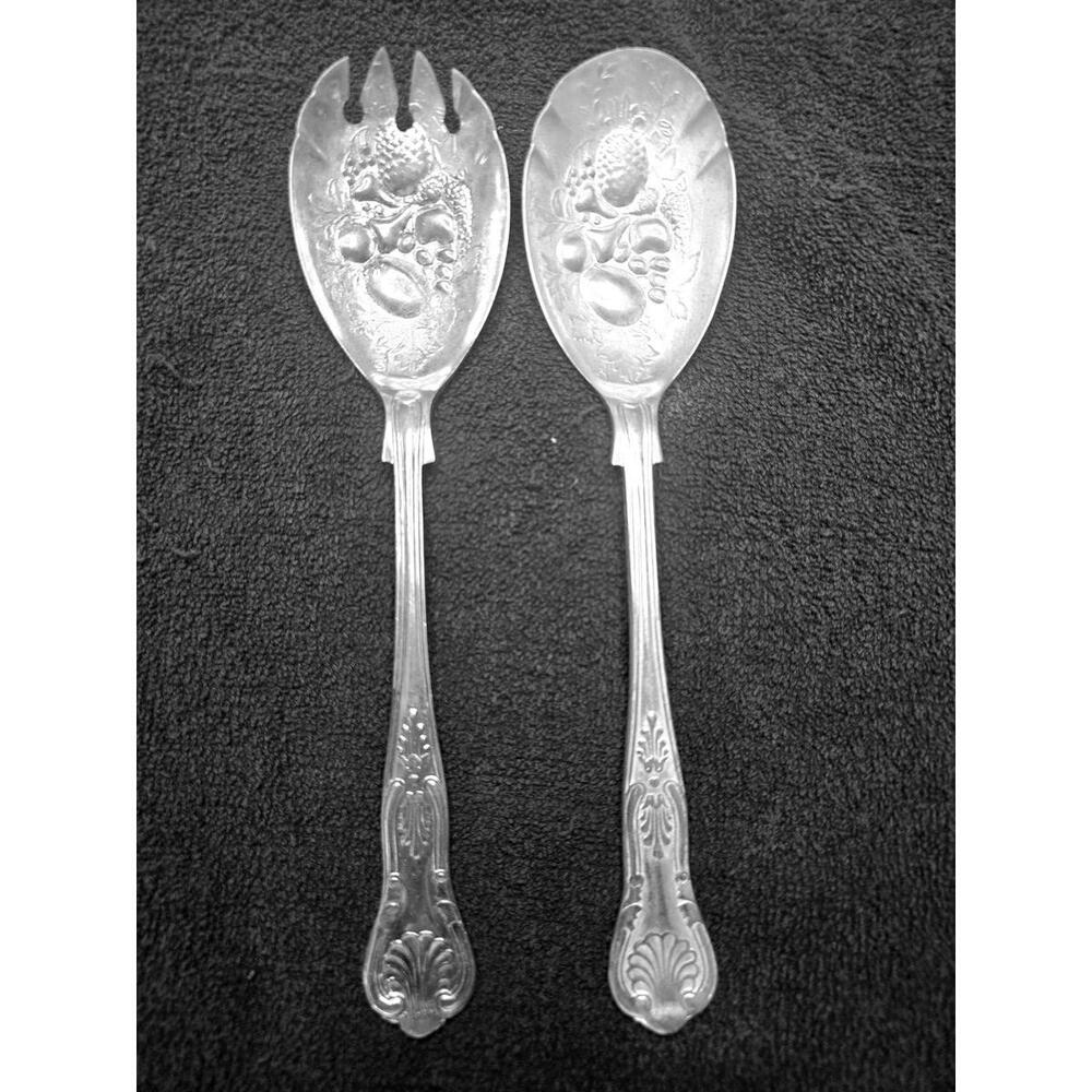 1940s William Adams Sheffield England Silver Plated Salad Spoon and Fork Set
